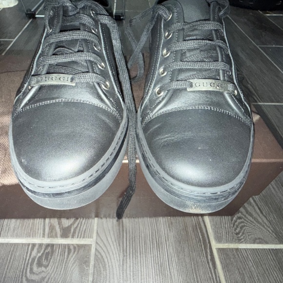 Gucci Black Mirosoft Nero Leather Sneakers Model 423301 SIZE: US 10 - Picture 9 of 11